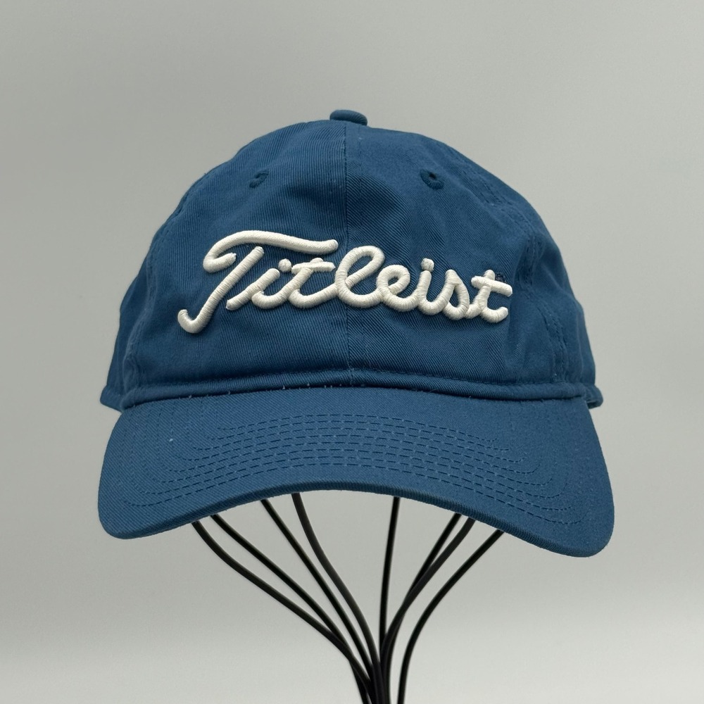 Titleist by New Era Golf Hat Mens Blue Adjustable Strapback Script Logo AECOM